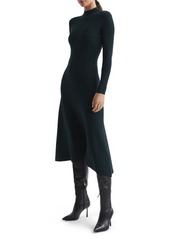 Reiss Chrissy Mock Neck Long Sleeve Midi Dress