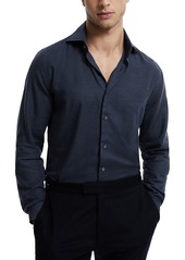 Reiss Croydon Cotton & Cashmere Slim Fit Button Down Shirt