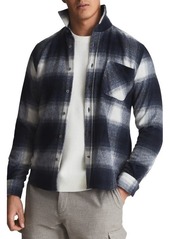 Reiss Daytona Plaid Wool Blend Flannel Button-Up Shirt in Navy at Nordstrom