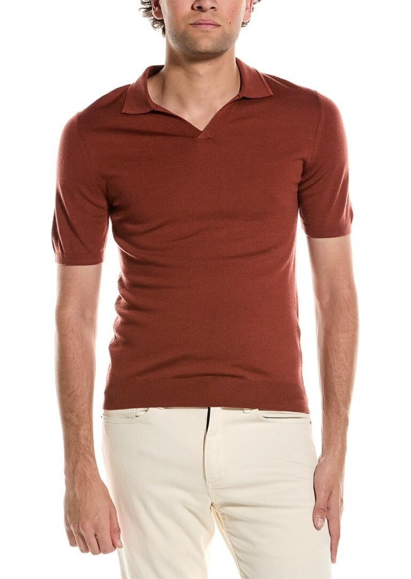 Reiss Duchie Merino Wool Open Collar Polo Shirt