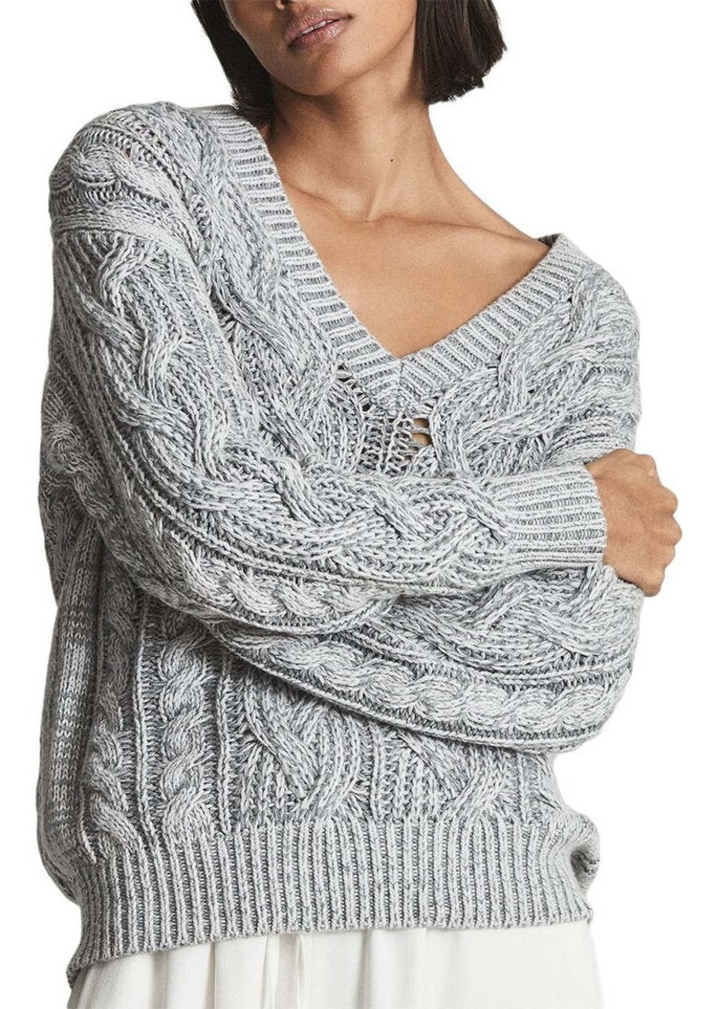 Reiss Esme Cable Knit V Neck Wool-Blend Jumper