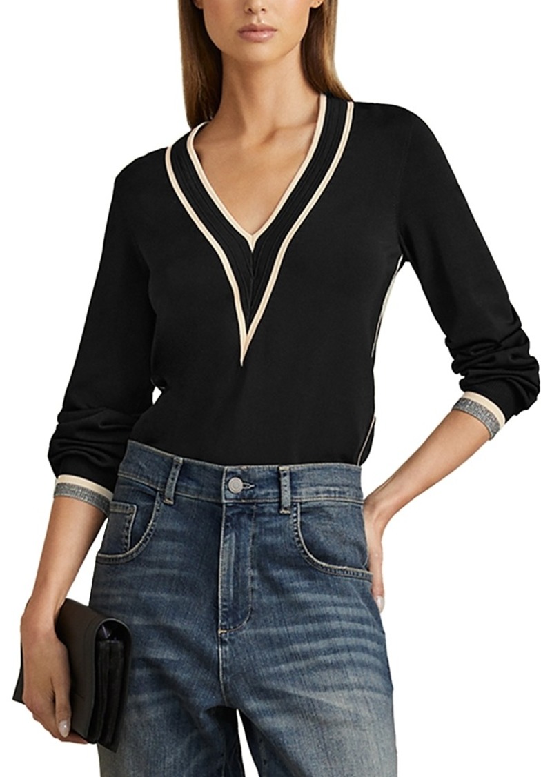 Reiss Faith Color Blocked V Neck Sweater