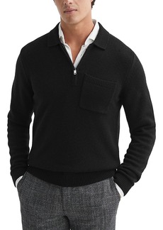 Reiss Fleetwood Wool & Nylon Regular Fit Half Zip Polo Collar Sweater
