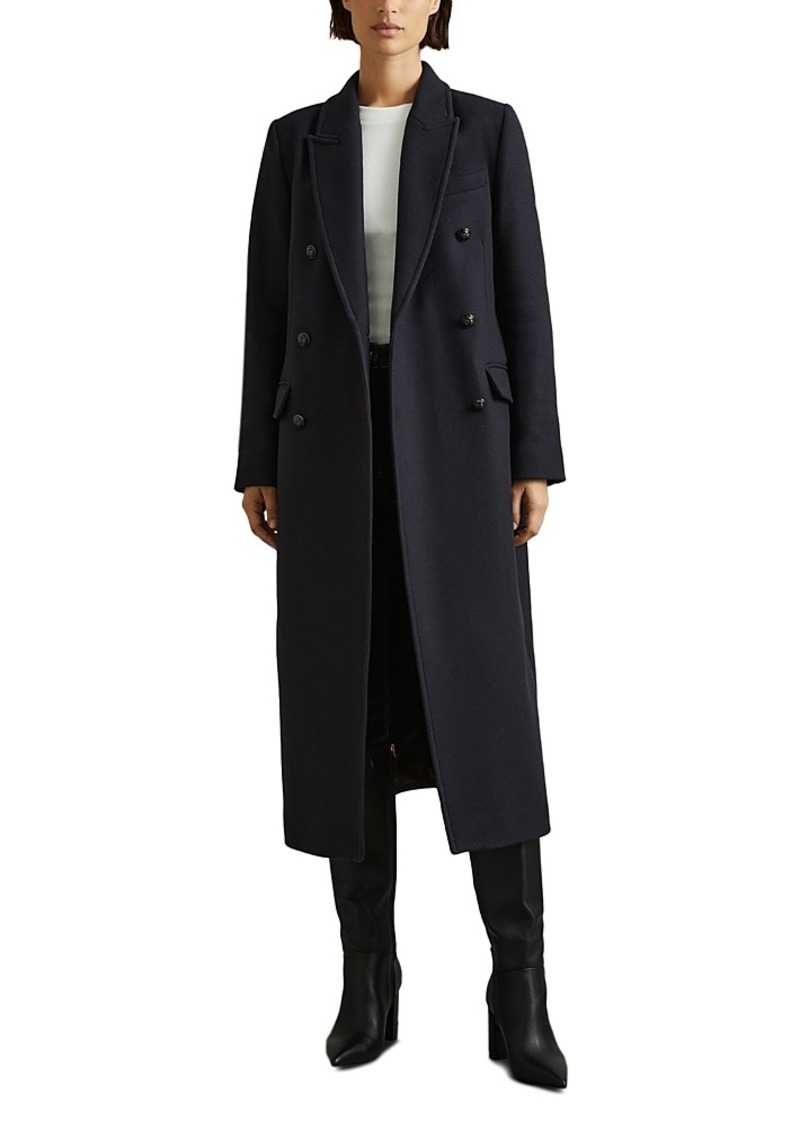 Reiss Florence Long Double Breasted Wool Blend Coat