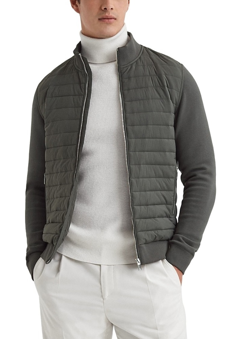 Reiss Freddie Cotton Blend Interlock Quilted Full Zip Jacket