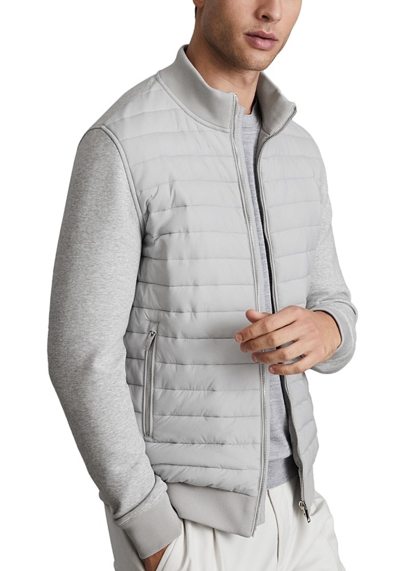 Reiss Freddie Cotton Blend Interlock Quilted Full Zip Jacket