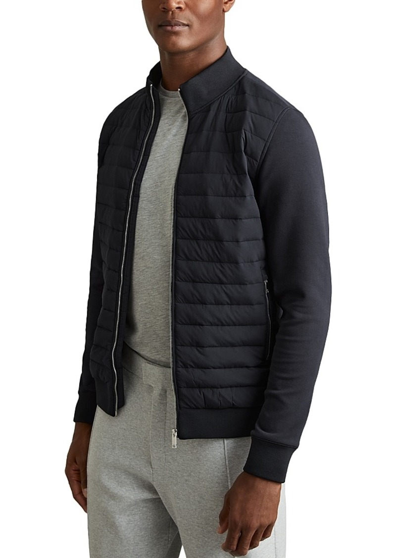 Reiss Freddie Cotton Blend Interlock Quilted Full Zip Jacket