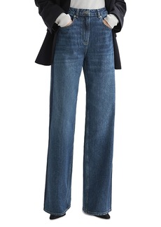 Reiss Hallie Side Stripe Straight Leg Jeans in Dark Blue