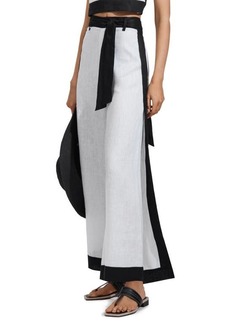 Reiss Harlow Belted Colorblock Linen Cover-Up Pants