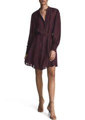 Reiss Harriet Belted Long Sleeve Chiffon Jacquard Minidress