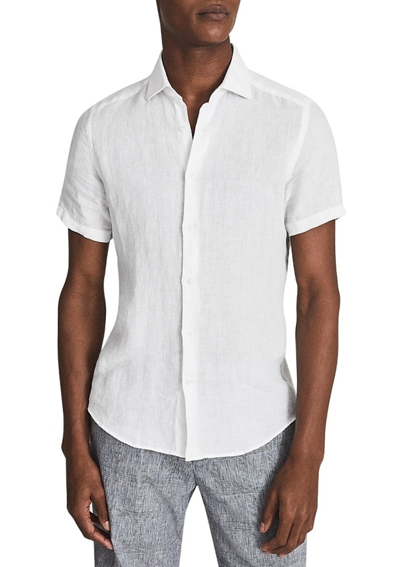 Reiss Holiday Slim Fit Short Sleeve Linen Shirt