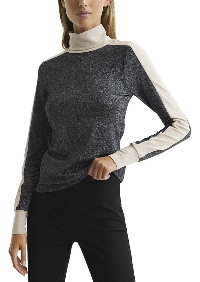 Reiss Jem Metallic Contrast Roll Neck Jersey