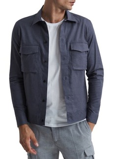 Reiss Kimchi Linen & Cotton Blend Jacket in Airforce Blue at Nordstrom