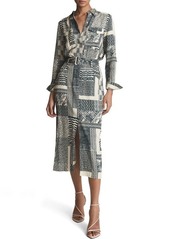 Reiss Kirby Mixed Print Long Sleeve Shirtdress in Neutral at Nordstrom