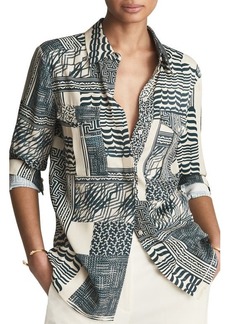 Reiss Kirsten Mixed Print Button-Up Shirt in Neutral at Nordstrom