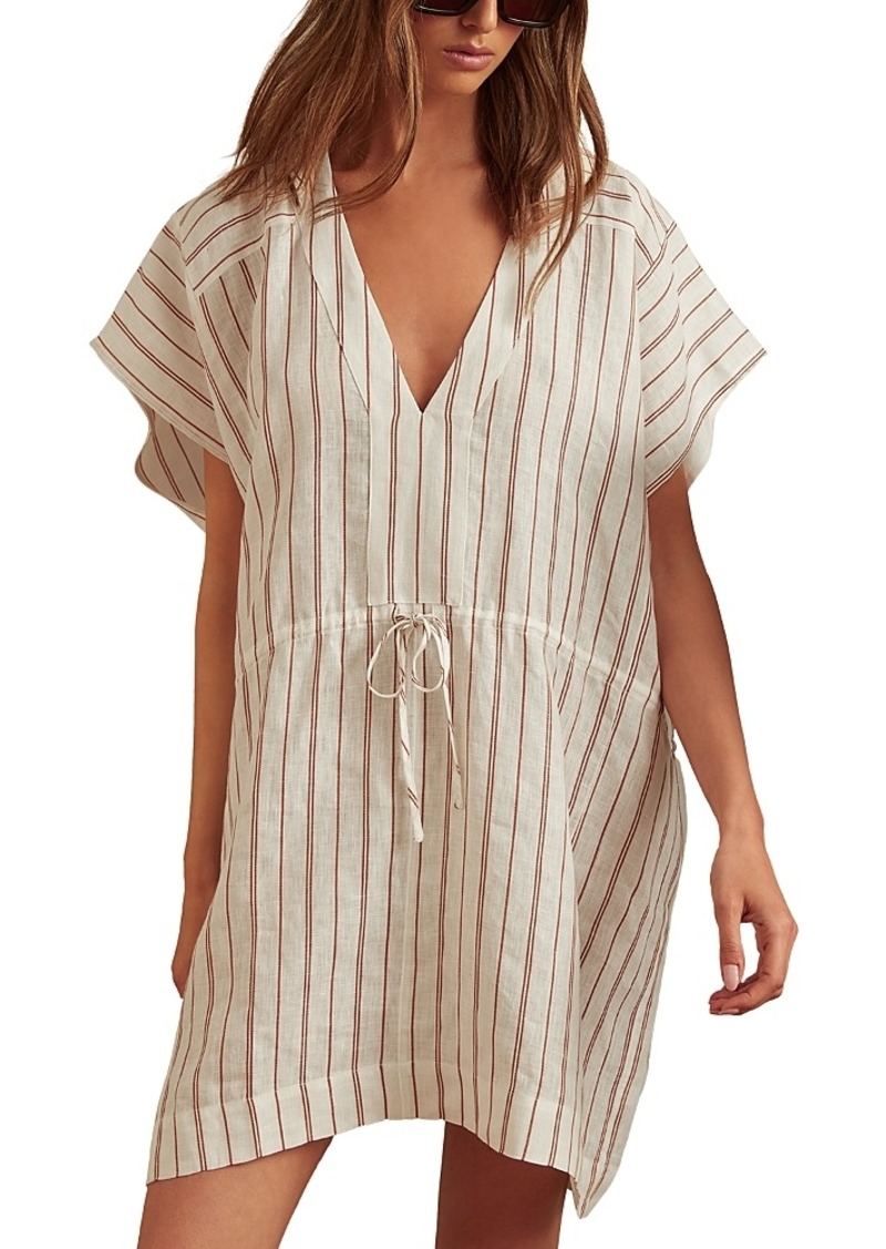 Reiss Linen Cotton Striped Cover Up Dress