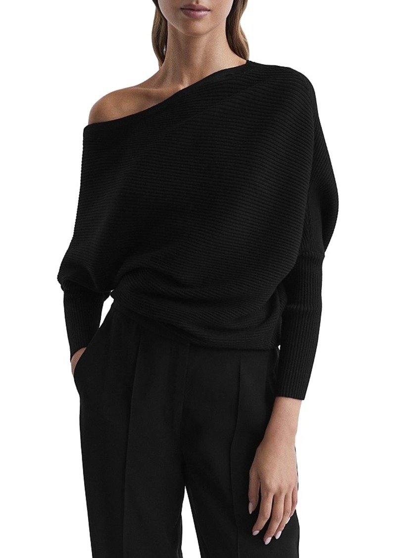 Reiss Lorna Rib Knit Drape Top