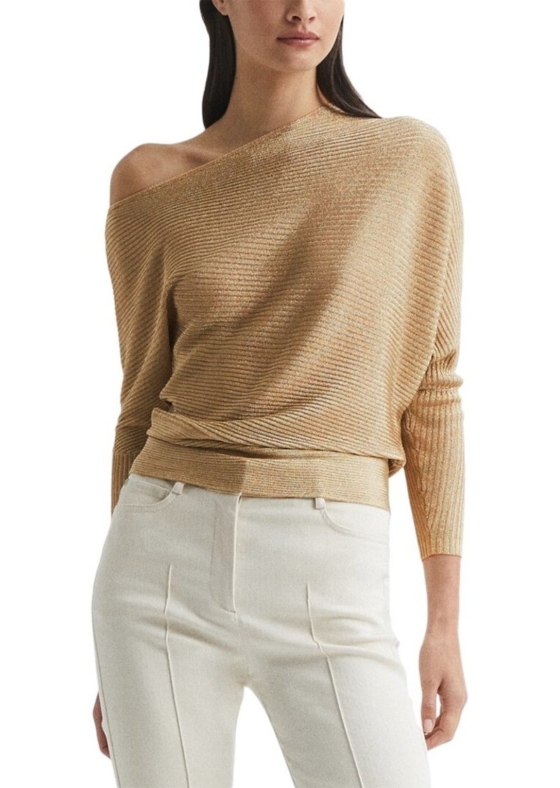 Reiss Louisa Asymmetric Drape Knitted Top