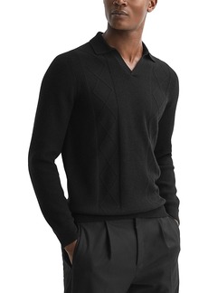 Reiss Malik Open Collar Wool Polo Sweater