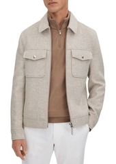 Reiss Maray Check Wool Blend Zip-Up Jacket