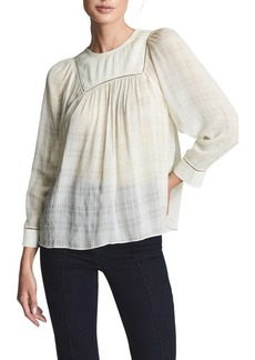 Reiss Marcia Pleat Yoke Peasant Blouse in White at Nordstrom