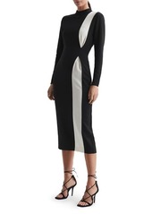 Reiss Millie Colorblock Long Sleeve Midi Dress