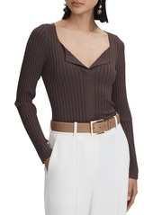 Reiss Monica Rib Split Neck Top