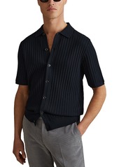 Reiss Murray Short Sleeved Knit Button Down Shirt