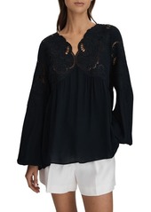 Reiss Noa Tie Back Blouson Sleeve Top