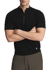 Reiss Oval Crewneck Wool Blend Zip Polo in Black at Nordstrom