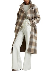 Reiss Piper Collar Check Wool Blend Coat