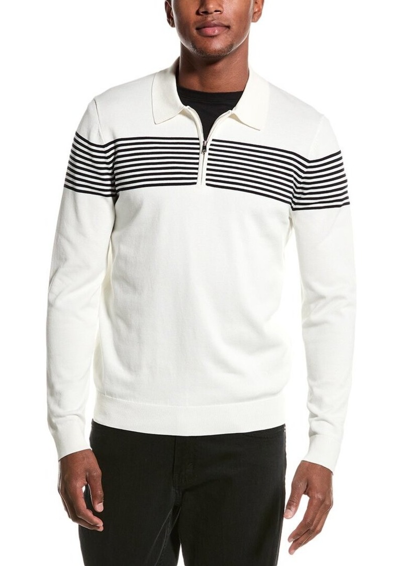 Reiss Rami Striped Zip Polo Shirt