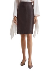 Reiss Raya Leather & Knit Pencil Skirt