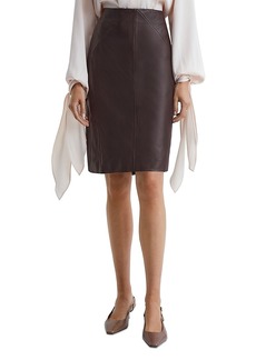 Reiss Raya Leather & Knit Pencil Skirt