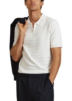 Reiss Rizzo Printed Zipper Polo Shirt
