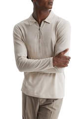Reiss Rogue Long Sleeve Quarter Zip Modal & Cotton Polo