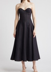 Reiss Rosa Strapless Corset Denim Dress