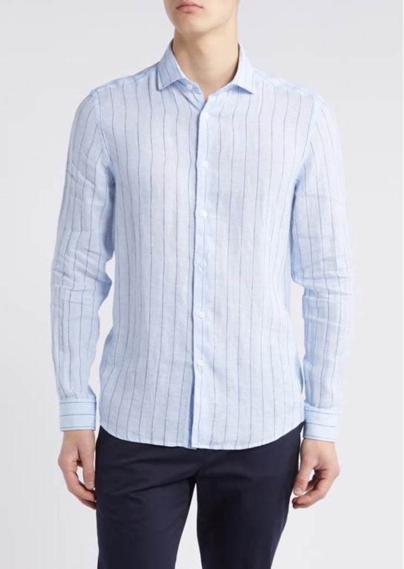 Reiss Ruban Pinstripe Linen Button-Up Shirt