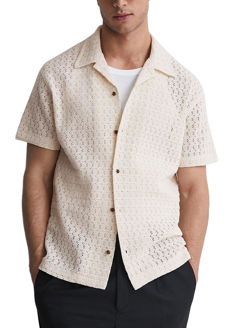 Reiss Scorpios Cotton Blend Regular Fit Button Down Camp Shirt