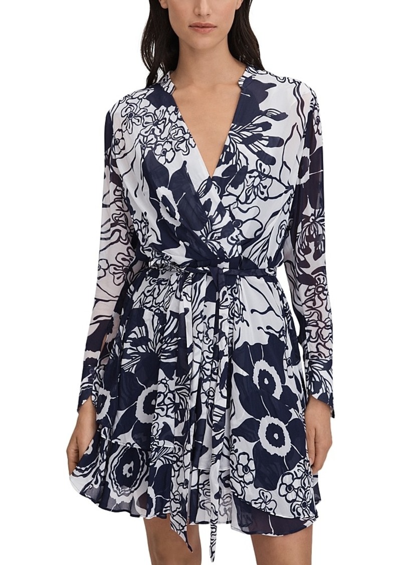 Reiss Sienna Printed Wrap Dress