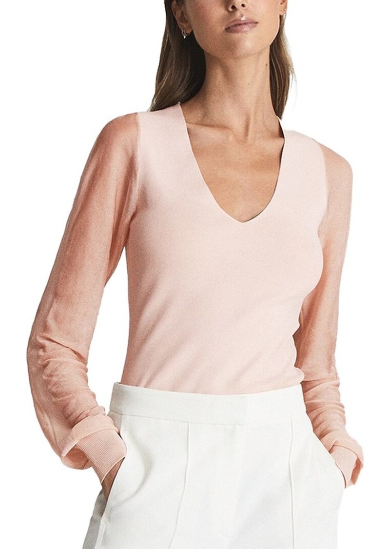 Reiss Sophie Sheer Sleeve Knitted Top