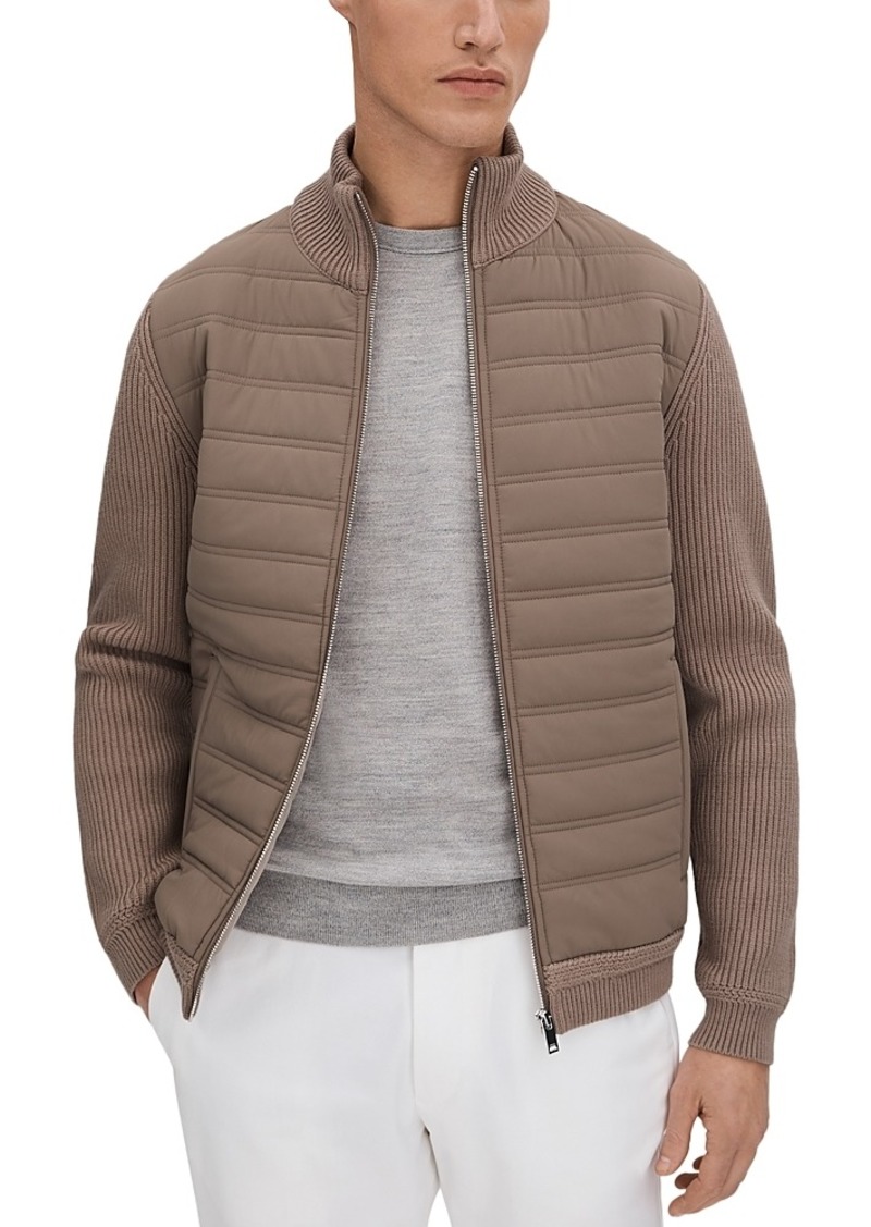 Reiss Southend Nylon Blend Quilted Full Zip Hybrid Jacket
