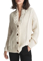 REISS Summer Vintage Cable Knit Cardigan