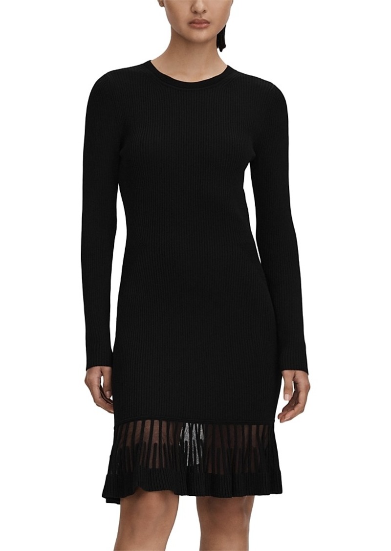 Reiss Teagan Knitted Sheer Hem Dress