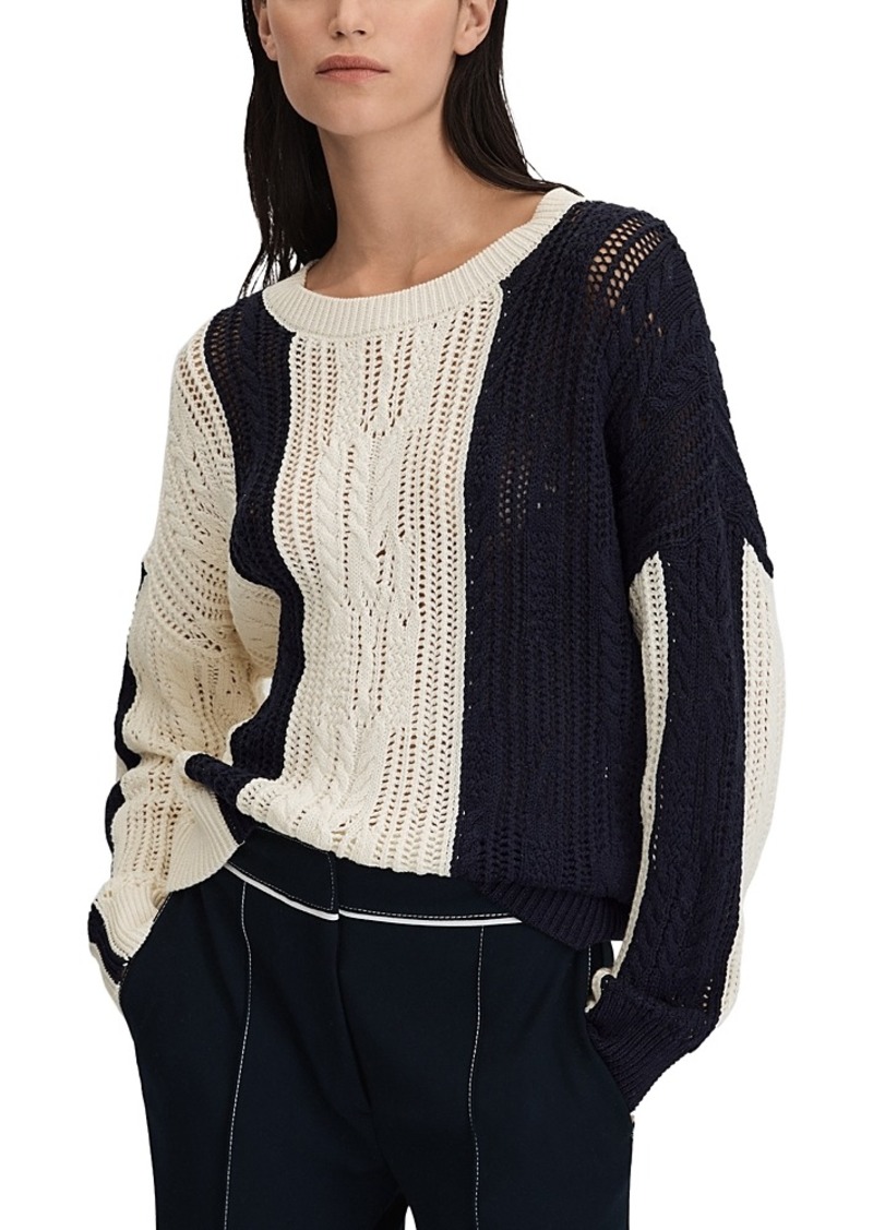 Reiss Terry Color Blocked Open Stitch Sweater