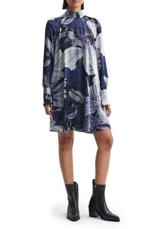 Reiss Thea Mixed Floral Print Long Sleeve Trapeze Dress