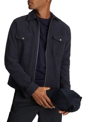 Reiss Vice Slim Fit Cotton Shirt Jacket in Navy at Nordstrom