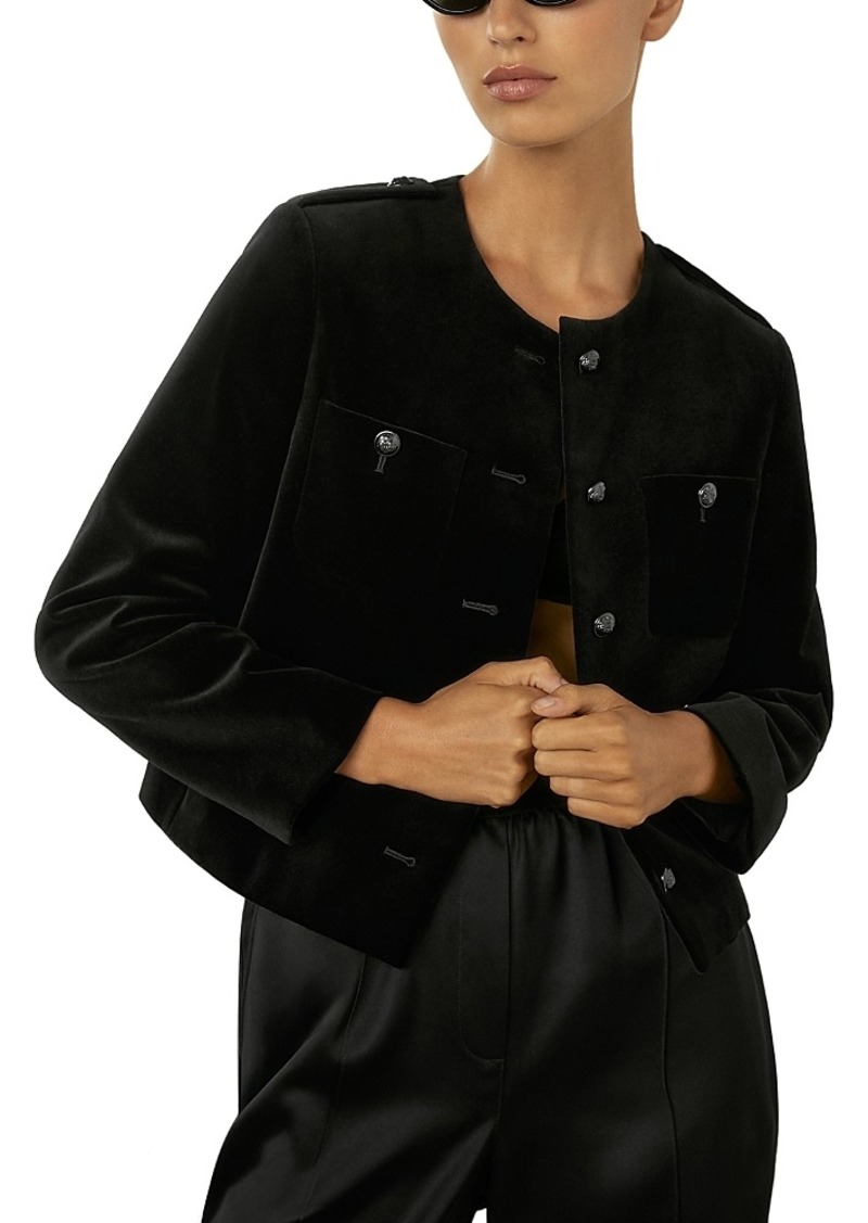 Reiss Viola Velvet Cropped Jacket