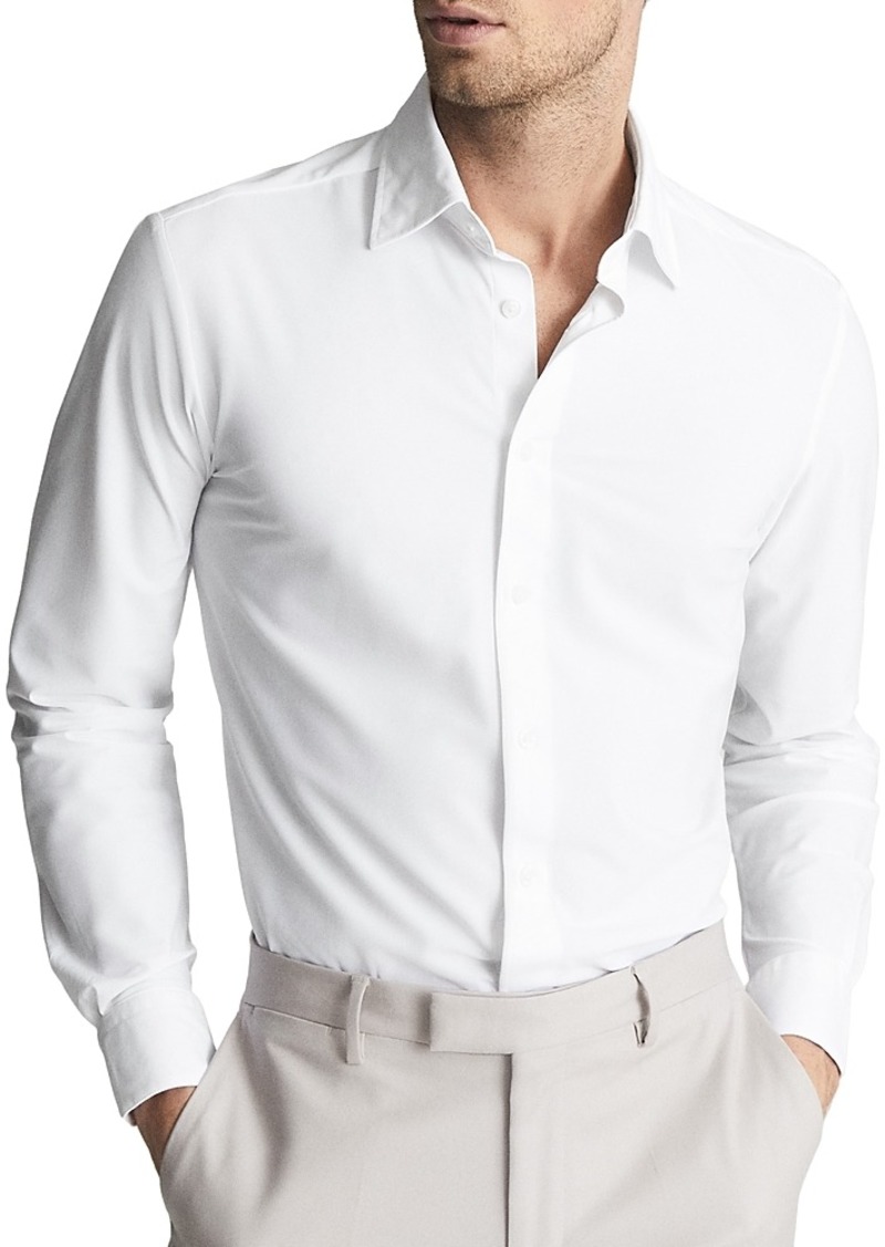 Reiss Voyager Stretch Performance Solid Regular Fit Button Down Travel Shirt