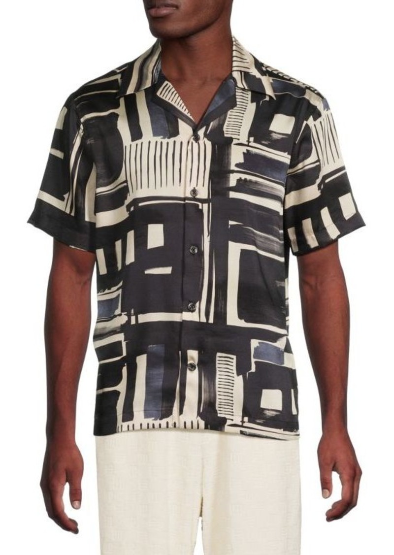 Reiss Relaxed Fit Brushstroke Print Camp Shirt